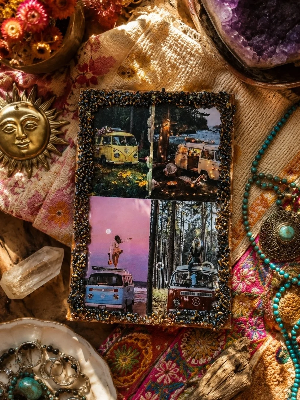 4/$15 Vintage Camper Van Photo Collage Wall Or Desk Accent 4x5